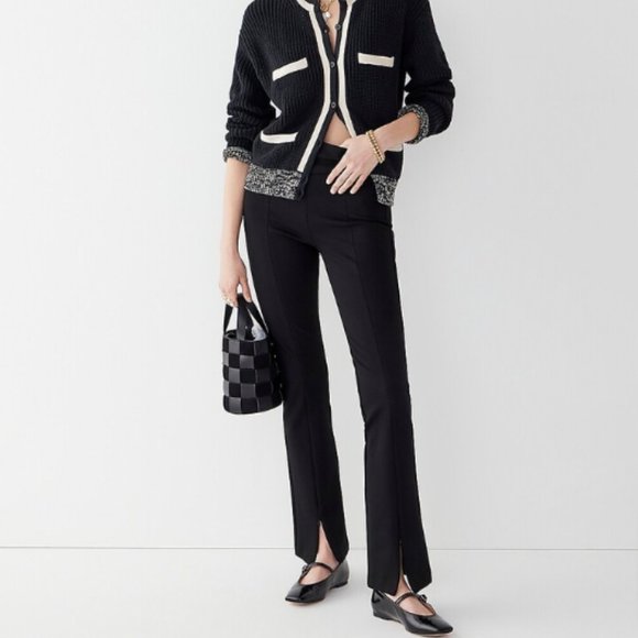 ‼️SOLD ‼️ J Crew Flare-leg trousers in Italian ponte, Black MP NWT - Picture 1 of 6